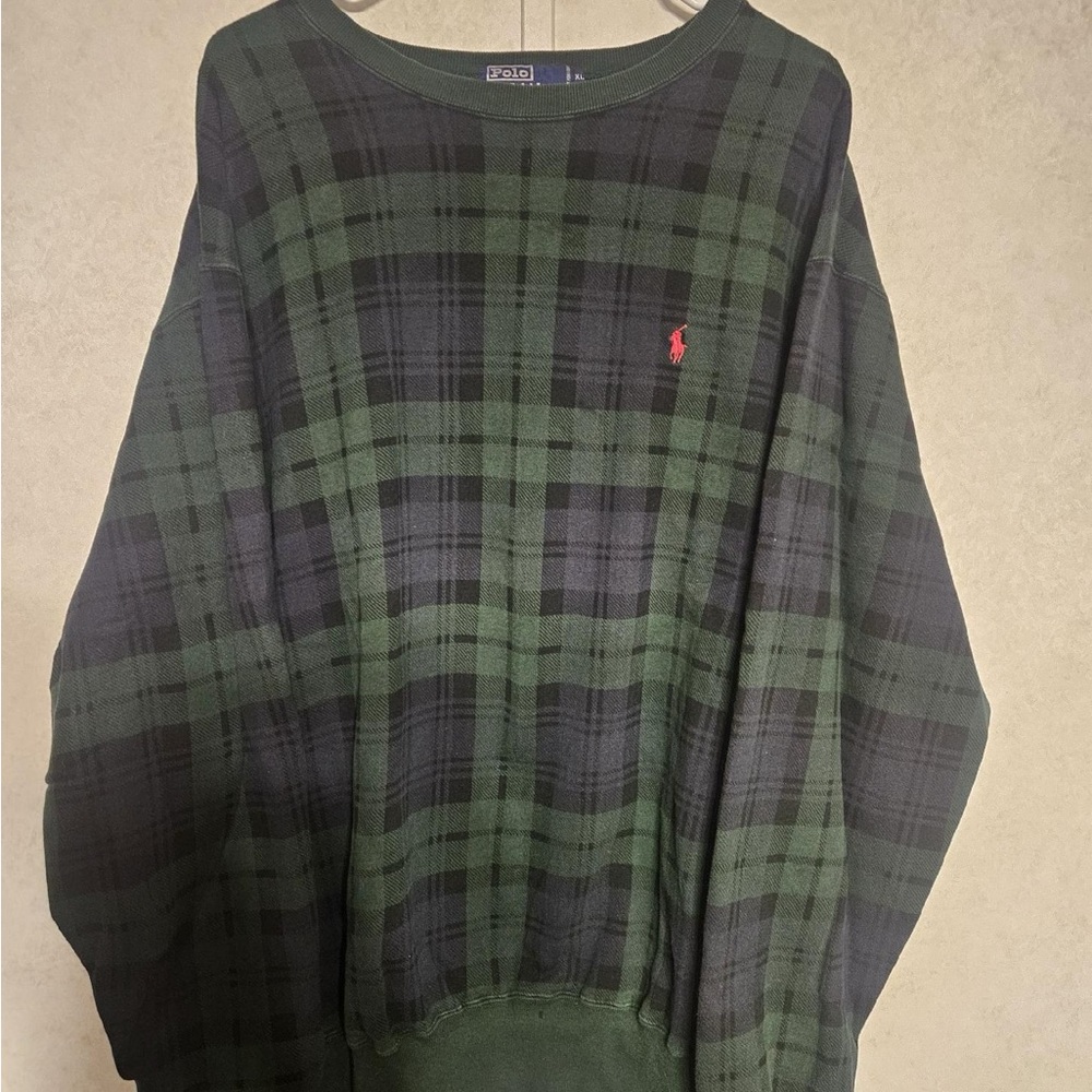 Polo‎ by Ralph Lauren Black and Green Plaid Crewneck Sweater